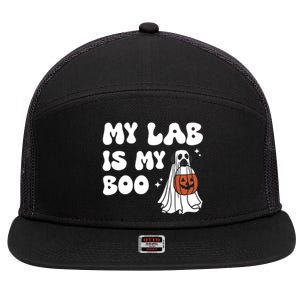 My Lab Is My Boo Dog Ghost Dog Halloween Retro Labrador Mama Gift 7 Panel Mesh Trucker Snapback Hat