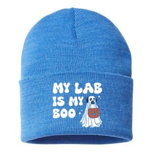 My Lab Is My Boo Dog Ghost Dog Halloween Retro Labrador Mama Gift Sustainable Knit Beanie