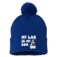 My Lab Is My Boo Dog Ghost Dog Halloween Retro Labrador Mama Gift Pom Pom 12in Knit Beanie