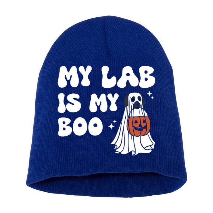 My Lab Is My Boo Dog Ghost Dog Halloween Retro Labrador Mama Gift Short Acrylic Beanie