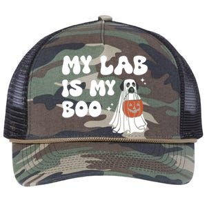 My Lab Is My Boo Dog Ghost Dog Halloween Retro Labrador Mama Gift Retro Rope Trucker Hat Cap