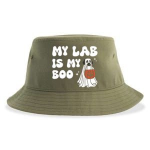 My Lab Is My Boo Dog Ghost Dog Halloween Retro Labrador Mama Gift Sustainable Bucket Hat