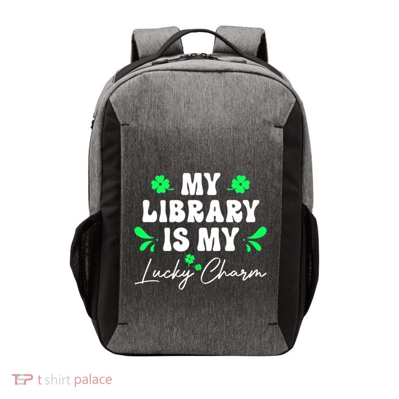 My Library Is My Lucky Charm Library Lover St Patricks Day Great Gift Vector Backpack
