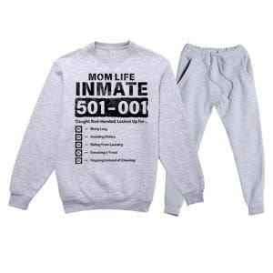 Mom Life Inmate Funny Matching Halloween Costume Premium Crewneck Sweatsuit Set