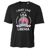 May Live In The Usa But My Story Began In Liberia Flag Gift Cooling Performance Crew T-Shirt