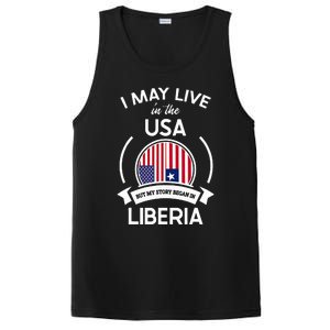 May Live In The Usa But My Story Began In Liberia Flag Gift PosiCharge Competitor Tank