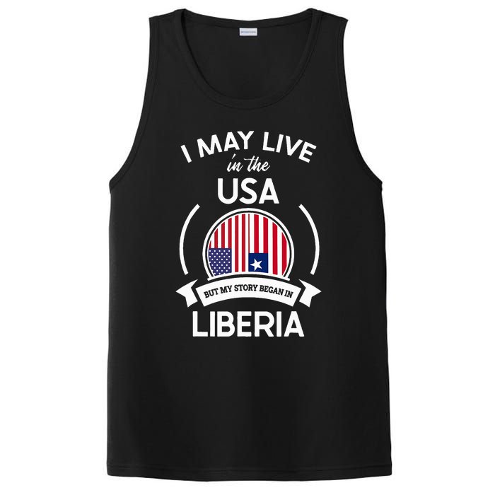 May Live In The Usa But My Story Began In Liberia Flag Gift PosiCharge Competitor Tank