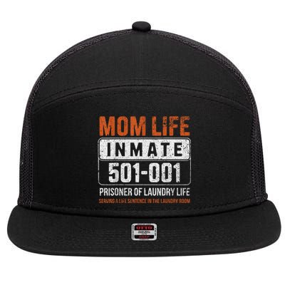 Mom Life Inmate Prisoner Funny Jail Halloween Costume 7 Panel Mesh Trucker Snapback Hat