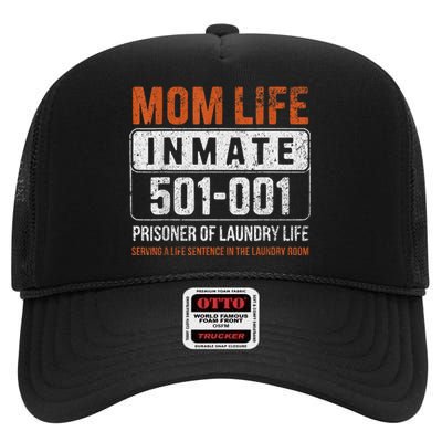 Mom Life Inmate Prisoner Funny Jail Halloween Costume High Crown Mesh Back Trucker Hat