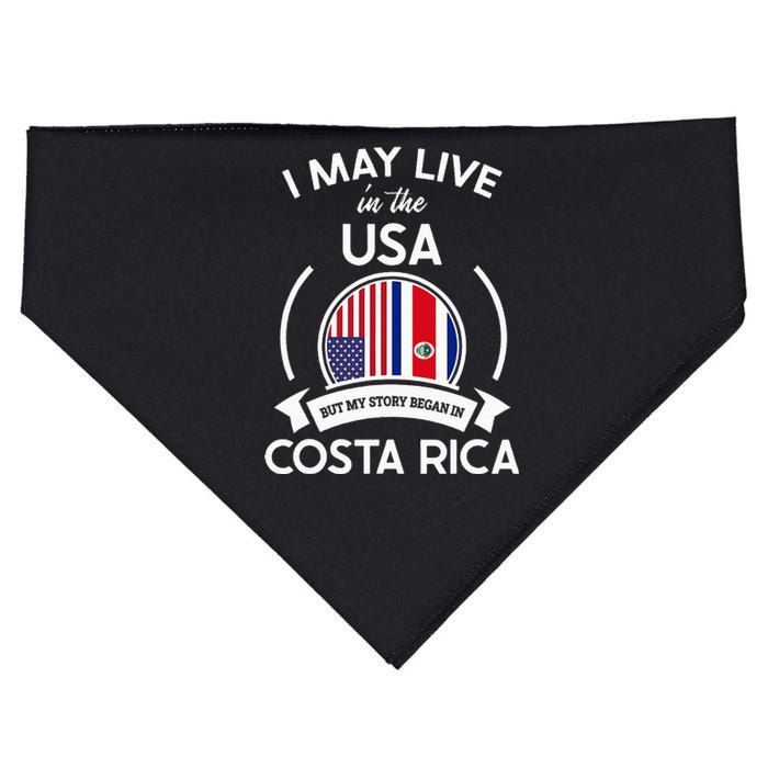 May Live In Usa But My Story Began In Costa Rica Flag USA-Made Doggie Bandana