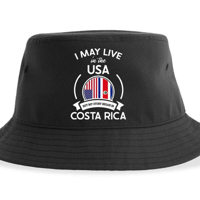 May Live In Usa But My Story Began In Costa Rica Flag Sustainable Bucket Hat