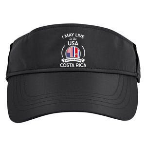 May Live In Usa But My Story Began In Costa Rica Flag Adult Drive Performance Visor