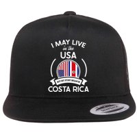 May Live In Usa But My Story Began In Costa Rica Flag Flat Bill Trucker Hat