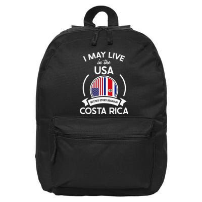 May Live In Usa But My Story Began In Costa Rica Flag 16 in Basic Backpack