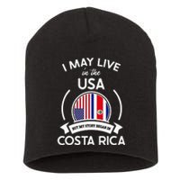 May Live In Usa But My Story Began In Costa Rica Flag Short Acrylic Beanie