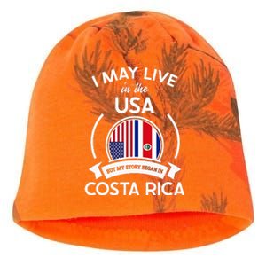 May Live In Usa But My Story Began In Costa Rica Flag Kati - Camo Knit Beanie