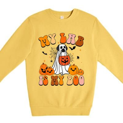 My Lab Is My Boo Dog Ghost Dog Halloween Retro Labrador Mama Gift Premium Crewneck Sweatshirt