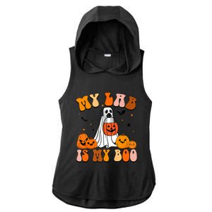 My Lab Is My Boo Dog Ghost Dog Halloween Retro Labrador Mama Gift Ladies PosiCharge Tri-Blend Wicking Draft Hoodie Tank