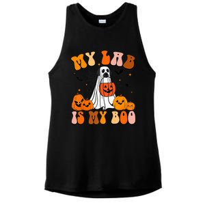 My Lab Is My Boo Dog Ghost Dog Halloween Retro Labrador Mama Gift Ladies PosiCharge Tri-Blend Wicking Tank