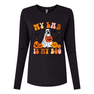 My Lab Is My Boo Dog Ghost Dog Halloween Retro Labrador Mama Gift Womens Cotton Relaxed Long Sleeve T-Shirt