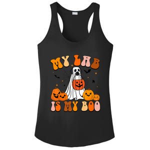 My Lab Is My Boo Dog Ghost Dog Halloween Retro Labrador Mama Gift Ladies PosiCharge Competitor Racerback Tank