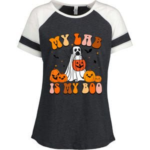 My Lab Is My Boo Dog Ghost Dog Halloween Retro Labrador Mama Gift Enza Ladies Jersey Colorblock Tee