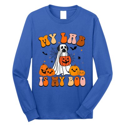 My Lab Is My Boo Dog Ghost Dog Halloween Retro Labrador Mama Gift Long Sleeve Shirt