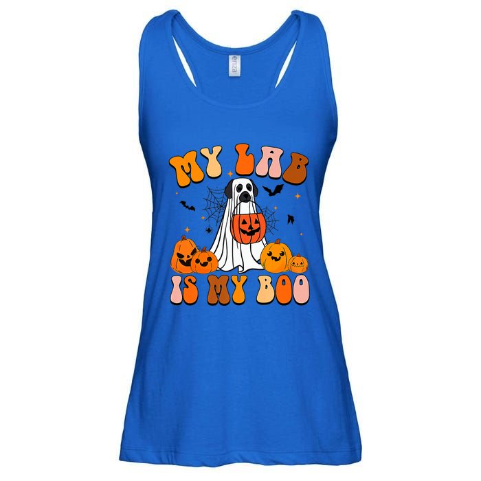 My Lab Is My Boo Dog Ghost Dog Halloween Retro Labrador Mama Gift Ladies Essential Flowy Tank