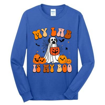 My Lab Is My Boo Dog Ghost Dog Halloween Retro Labrador Mama Gift Tall Long Sleeve T-Shirt