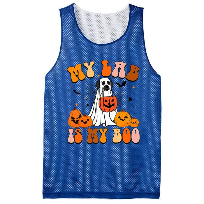 My Lab Is My Boo Dog Ghost Dog Halloween Retro Labrador Mama Gift Mesh Reversible Basketball Jersey Tank