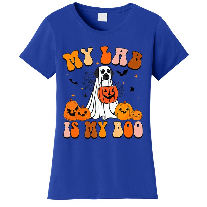 My Lab Is My Boo Dog Ghost Dog Halloween Retro Labrador Mama Gift Women's T-Shirt