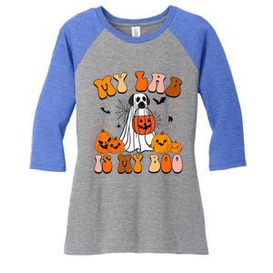 My Lab Is My Boo Dog Ghost Dog Halloween Retro Labrador Mama Gift Women's Tri-Blend 3/4-Sleeve Raglan Shirt