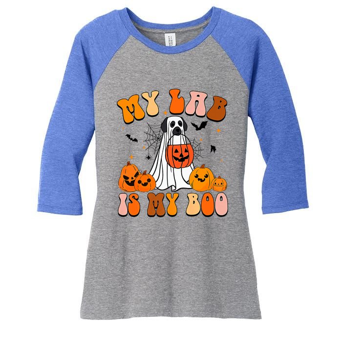 My Lab Is My Boo Dog Ghost Dog Halloween Retro Labrador Mama Gift Women's Tri-Blend 3/4-Sleeve Raglan Shirt