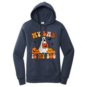 My Lab Is My Boo Dog Ghost Dog Halloween Retro Labrador Mama Gift Women's Pullover Hoodie