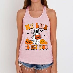 My Lab Is My Boo Dog Ghost Dog Halloween Retro Labrador Mama Gift Women's Knotted Racerback Tank