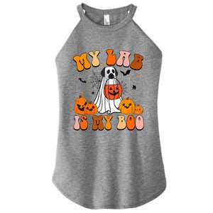 My Lab Is My Boo Dog Ghost Dog Halloween Retro Labrador Mama Gift Women's Perfect Tri Rocker Tank