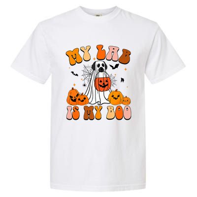 My Lab Is My Boo Dog Ghost Dog Halloween Retro Labrador Mama Gift Garment-Dyed Heavyweight T-Shirt