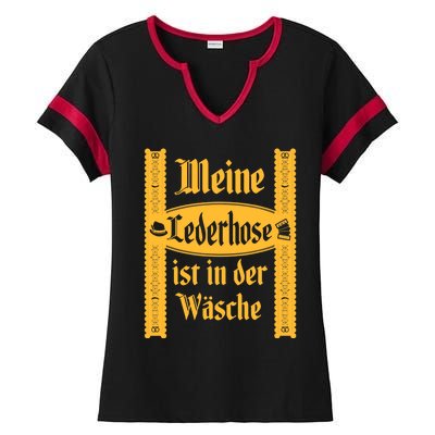 My Lederhosen Is In The Wash Funny Oktoberfest Costume Ladies Halftime Notch Neck Tee