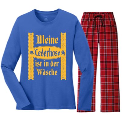 My Lederhosen Is In The Wash Funny Oktoberfest Costume Women's Long Sleeve Flannel Pajama Set 