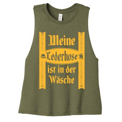 My Lederhosen Is In The Wash Funny Oktoberfest Costume Women's Racerback Cropped Tank