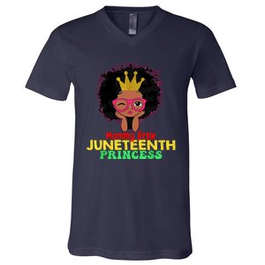 Mommy Little Juneteenth Princess Celebrate 19th Black Girl V-Neck T-Shirt