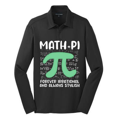 Math Lover Joke Irrational Pi Symbol Pi Day Funny Math Gift Silk Touch Performance Long Sleeve Polo