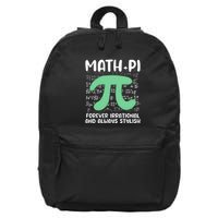 Math Lover Joke Irrational Pi Symbol Pi Day Funny Math Gift 16 in Basic Backpack