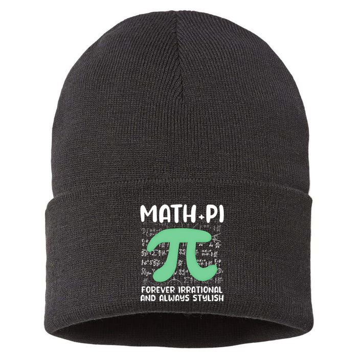 Math Lover Joke Irrational Pi Symbol Pi Day Funny Math Gift Sustainable Knit Beanie