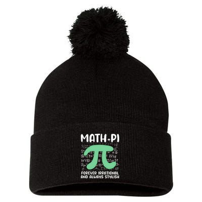 Math Lover Joke Irrational Pi Symbol Pi Day Funny Math Gift Pom Pom 12in Knit Beanie