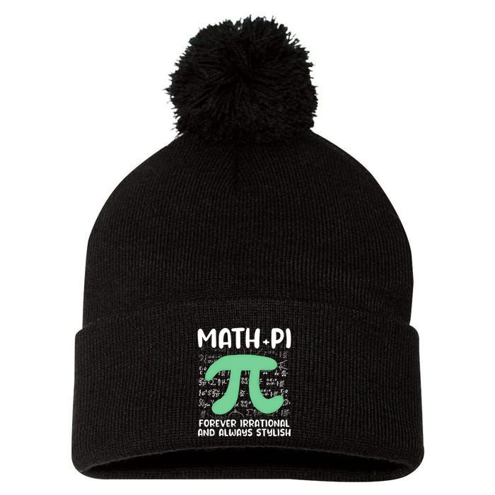 Math Lover Joke Irrational Pi Symbol Pi Day Funny Math Gift Pom Pom 12in Knit Beanie