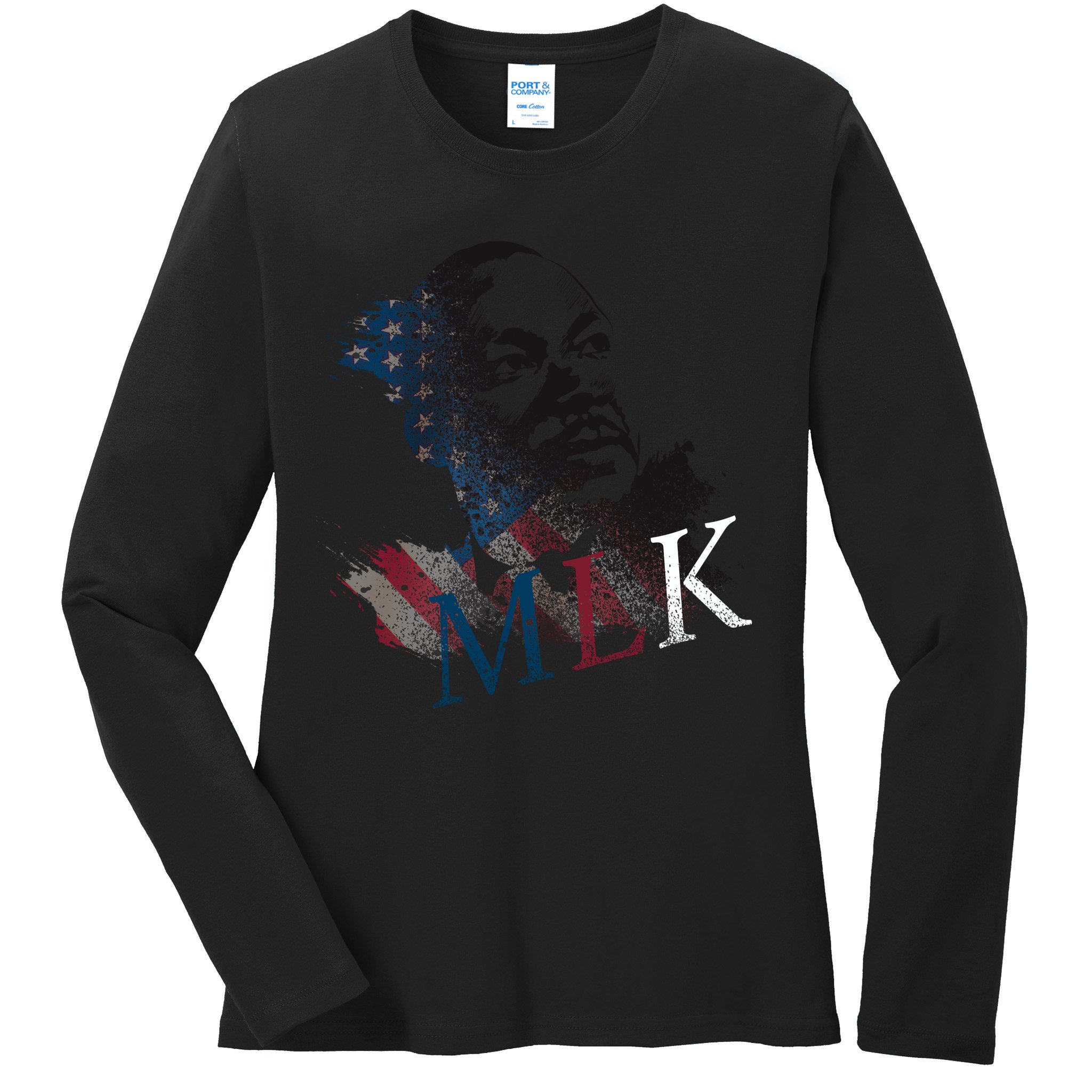 MLK Portrait Martin Luther KIng Jr.  Ladies Long Sleeve Shirt