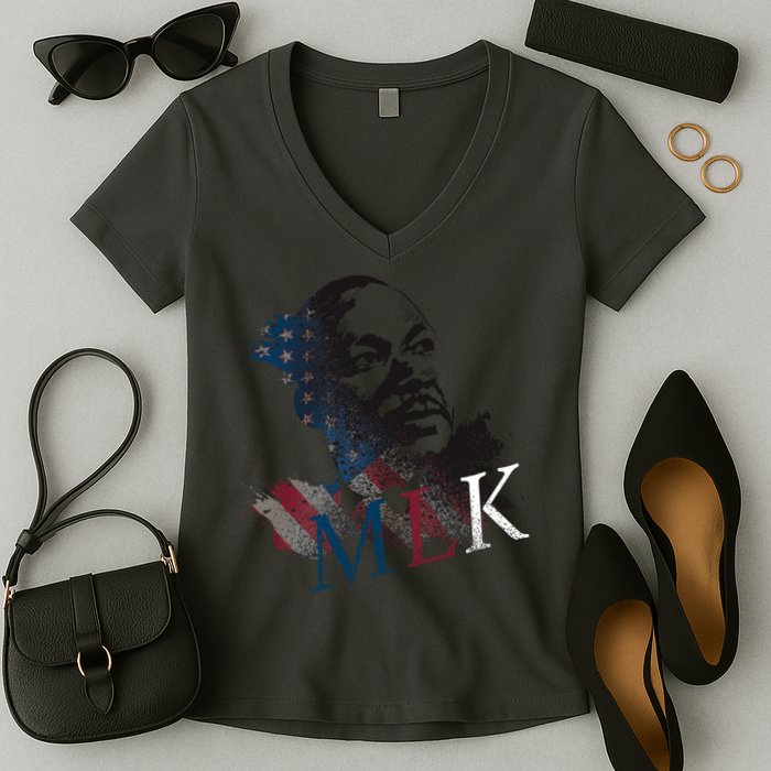 MLK Portrait Martin Luther KIng Jr.  Women's V-Neck T-Shirt