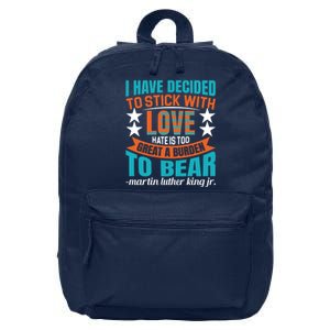 Martin Luther King Quote About Love Motivational MLK Day 16 in Basic Backpack