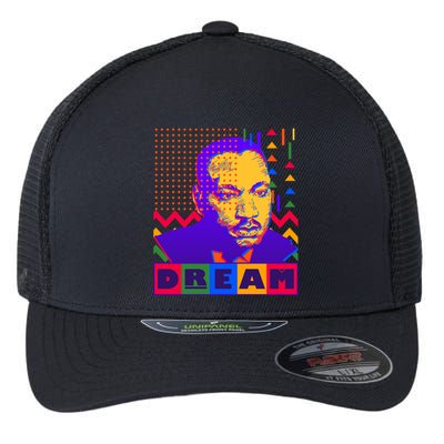 Martin Luther King Dream Colorful 80's Pop Art Flexfit Unipanel Trucker Cap